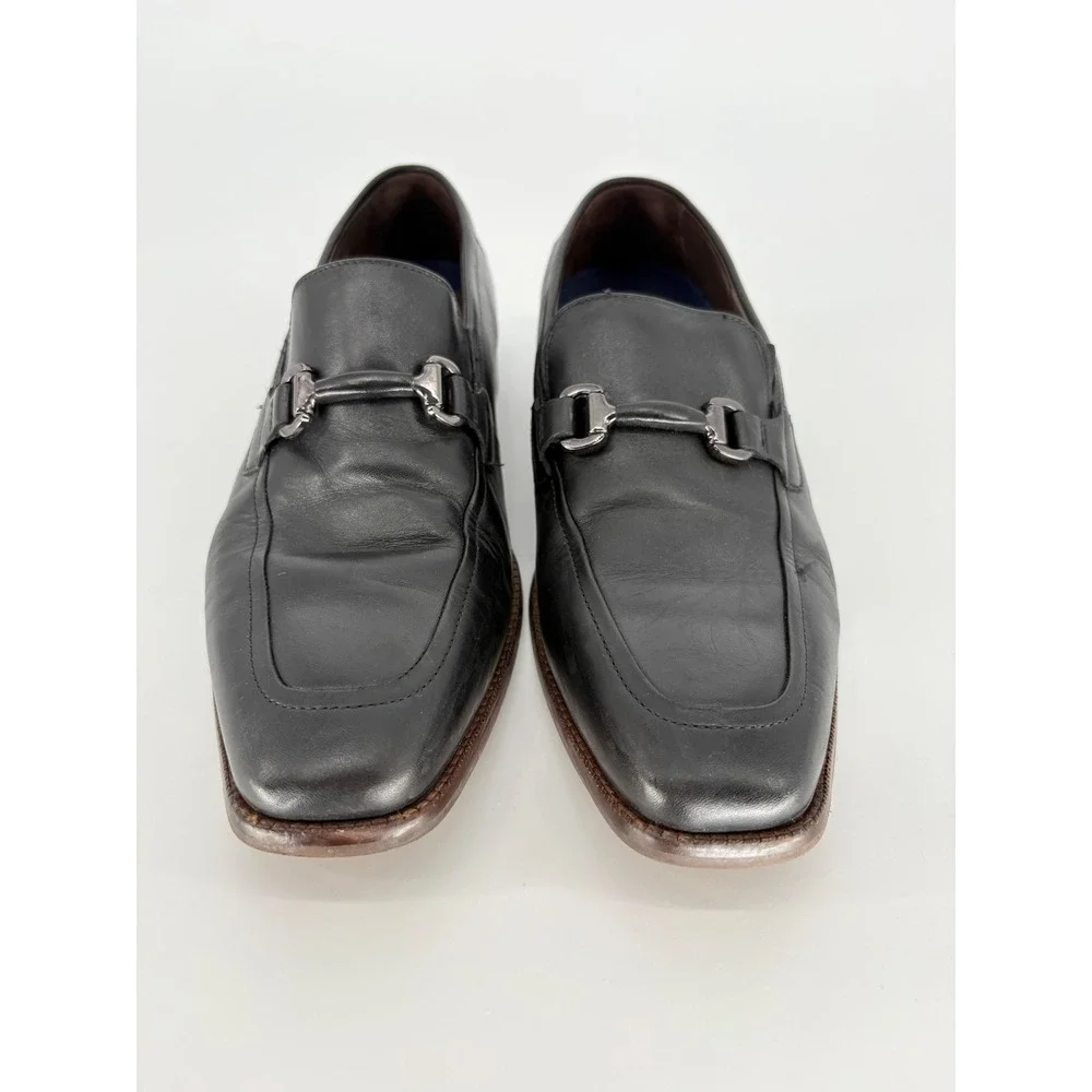 Johnston & Murphy Leather Bit Loafers Mens 10.5M Black Dress Shoes‎ Slip On